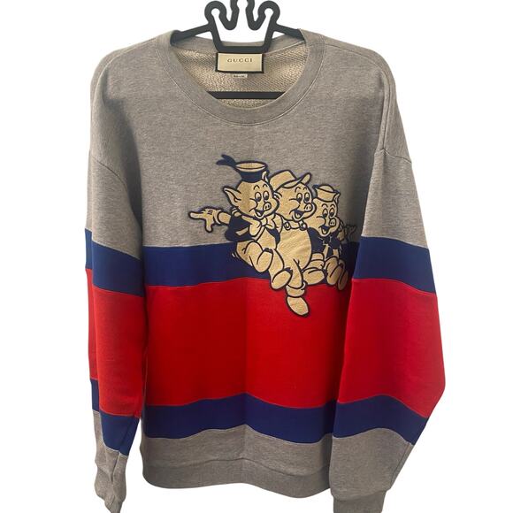 Gucci x Disney Three Pigs Color Block Sweatshirt Size Medium - Picture 1 of 7
